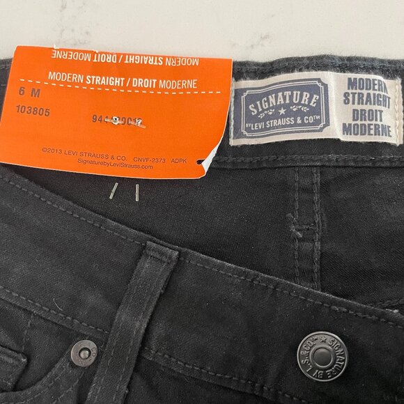 Signature by Levi Strauss & Co. Modern Straight 5 Pocket M Rise Jeans Black Sz 6 - Picture 8 of 16